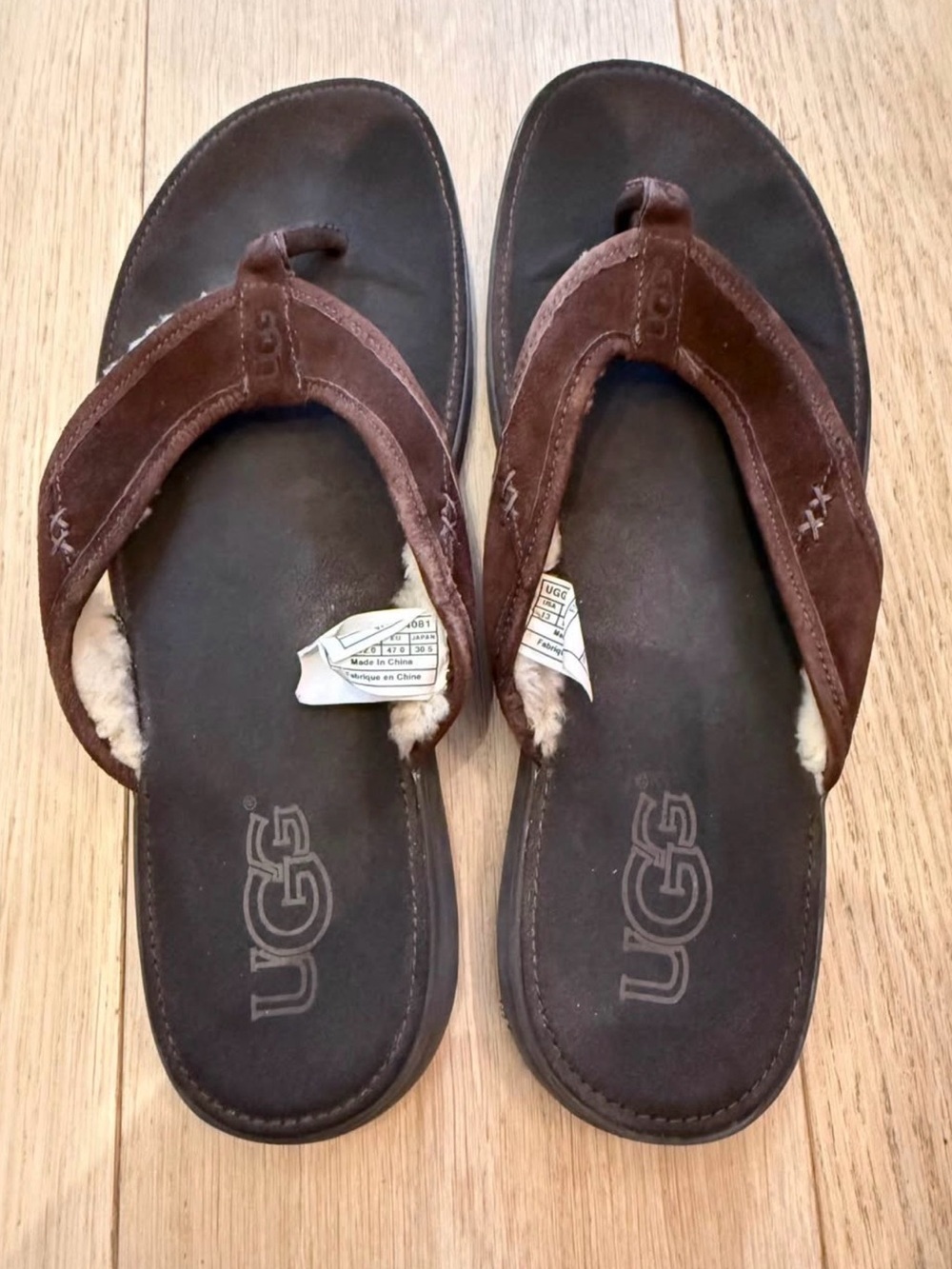 UGG Men’s Suede Shearling Flip Flops Sandals Size 13 – Worn Once
